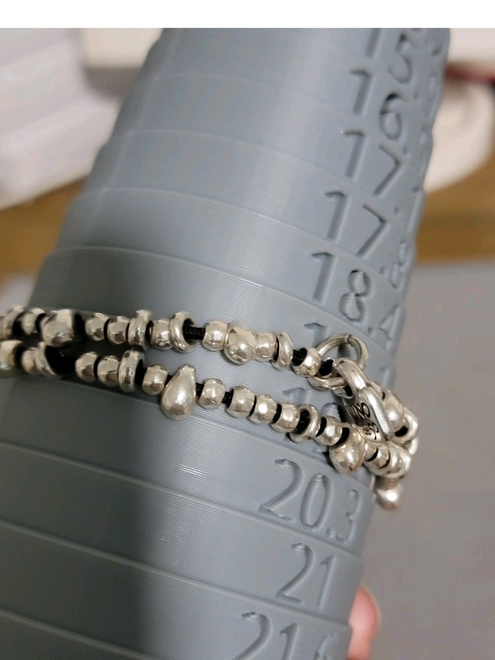 UNO de 50 Silver Plated Beaded Stretch Bracelet with Blue, Aqua and Coral Stones - Picture 14 of 14